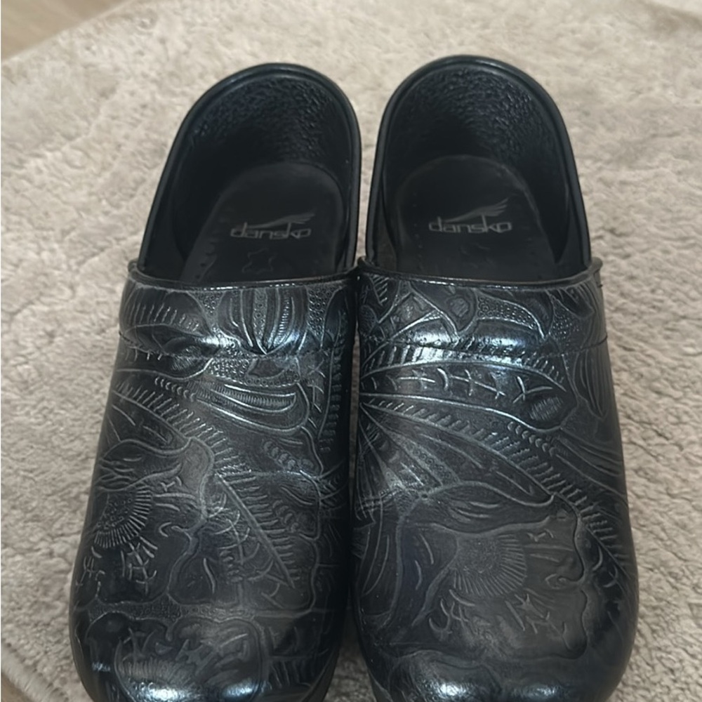 Dansko Black Embossed Clogs